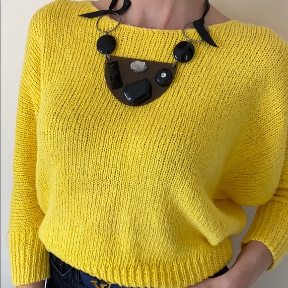 Yellow crew neck loose fit knit sweater - Picture 5 of 8